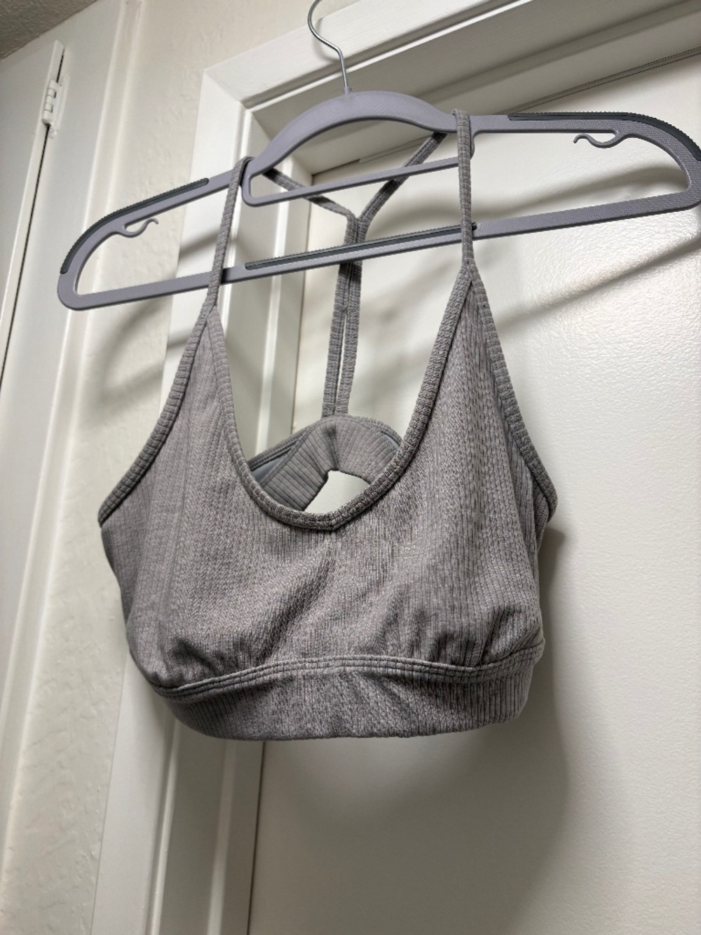 Alo “Blissful” ribbed sports bra - heathered gray - size medium